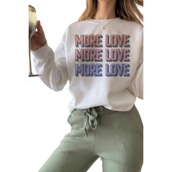 Wknder Tops - Wknder More Love Crewneck Graphic Sweatshirt White Purple Size Small NWT